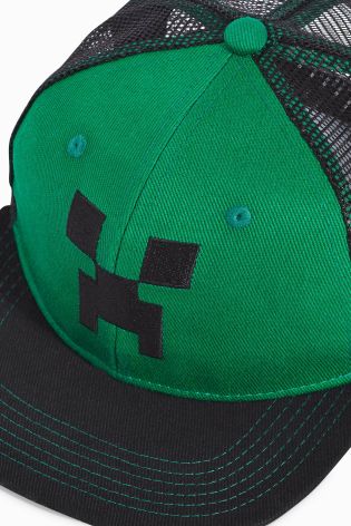 Green/Black Minecraft Mesh Cap (Older Boys)